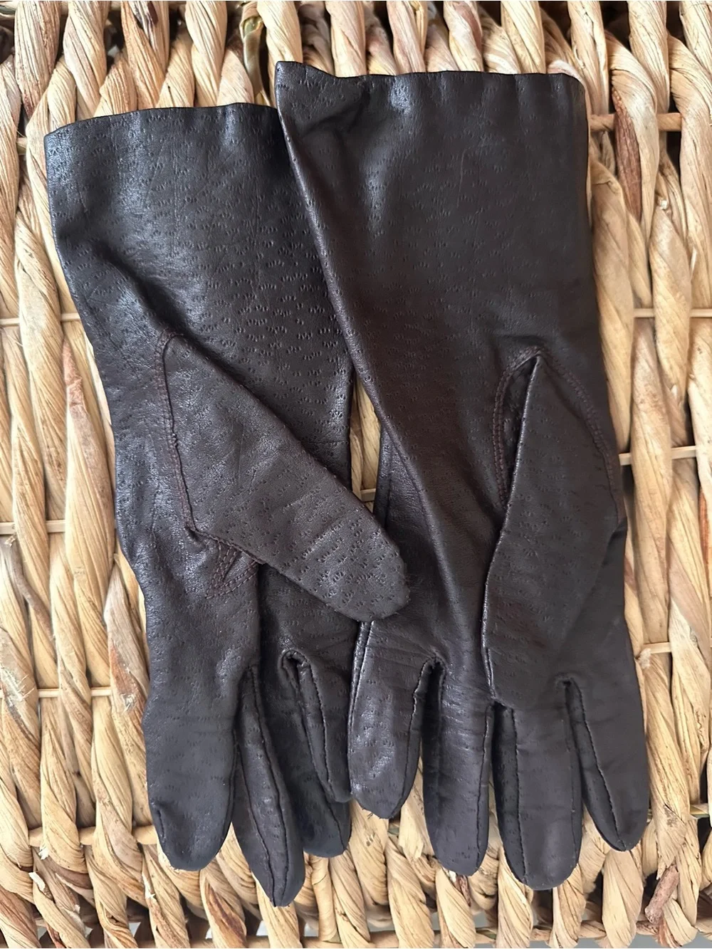 Women’s Dark Brown, Leather Gloves - Size 8
